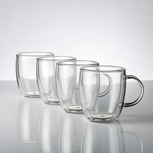 Glass Coffee Mug Set, 4-Piece